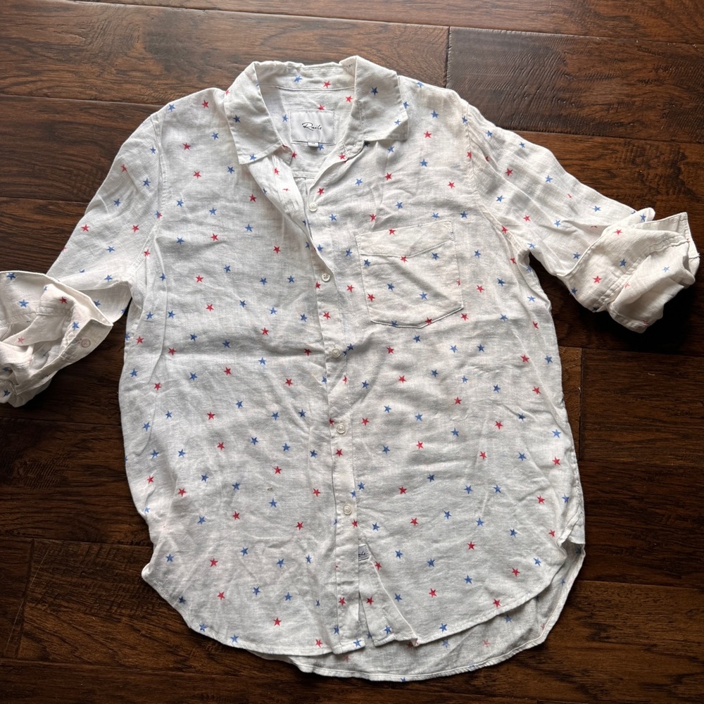 Rails Button Front Oxford Red White And Blue Star… - image 1